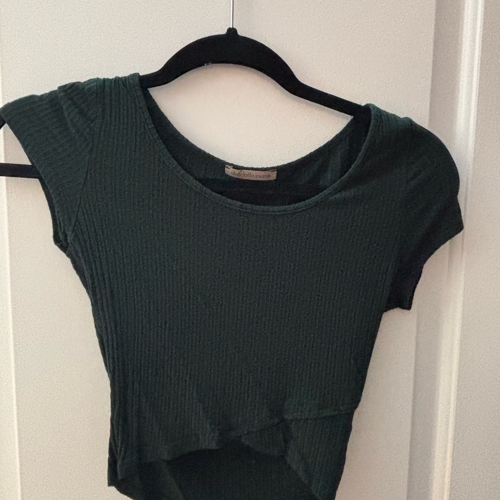 Dark Green Ribbed Women's Crop Top